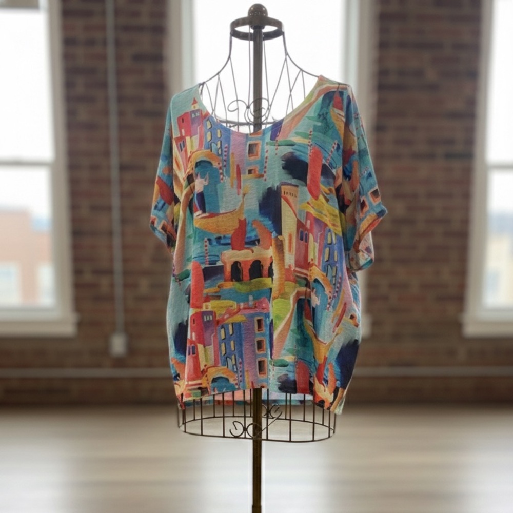 Colorful Abstract Print Women's Top